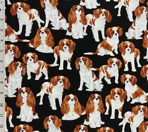 Cavalier King Charles Spaniel Dog Puppy Cotton Fabric English Springer Brittany - Picture 1 of 2