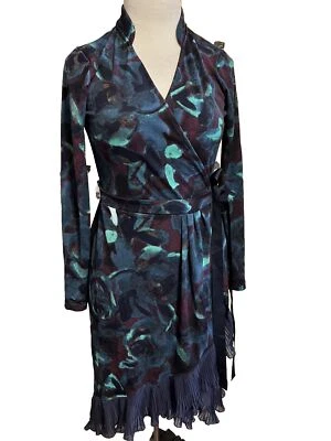 Precioso vestido envolvente Simply Vera Wang acuarela de gasa con volantes dobladillo talla M Foto 1 de 4