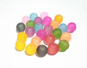 25pz misti perline 10mm tondo in vetro trasparente satinato opaco bijoux - Foto 1 di 1
