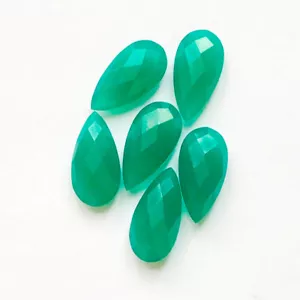8x12mm Top Quality Green Onyx Cabs Gemstone - Green Onyx Loose Gemstone - 6 Pcs - Picture 1 of 5