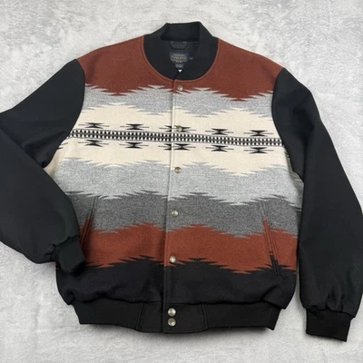 Pendleton Aztec The George Mesa Bomber Jacket Mens 2XL Black Clay Southwestern - Image 1 of 4