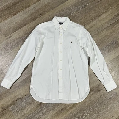 Polo Ralph Lauren Solid White 15.5 34-35 Button Down Dress Oxford Classic Fit - Image 1 of 4