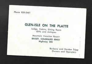 Vintage Bailey, CO - Glen-Isle auf der Platte Mountain Resort Foto Visitenkarte - Bild 1 von 2