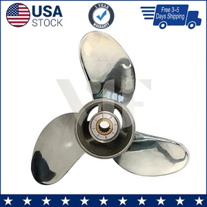 Hélice fueraborda de barco de acero inoxidable 13 1/2 x 15 para Suzuki 60-140 HP 15 dientes derecha - Imagen 1 de 4