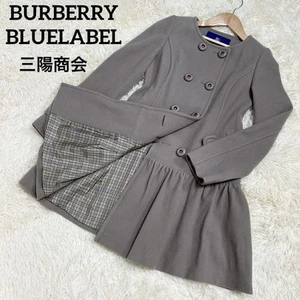 BURBERRY BLUELABEL Beige/Greige Nova Check Peacoat - Women's Outerwear from Japa - Picture 1 of 12