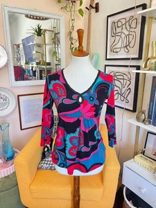 VTG Bisou Bisou Womens Floral Babydoll Stretch Top Sz XS 90s Y2K Boho Friends  - Picture 1 of 9