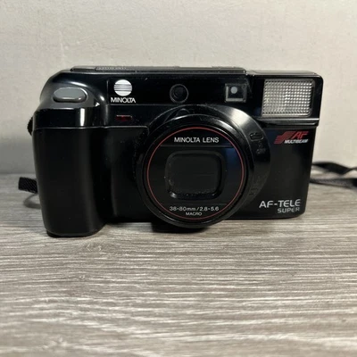 Minolta AF Tele Super 35mm Film Point and Shoot Camera - Parts or not working - Image 1 of 4