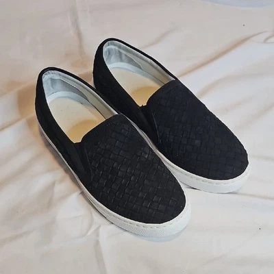 M Gemi Black Woven Slip-On Sneakers Shoes Made In Italy Leather Size 37 - Image 1 of 4