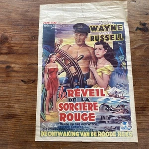 Vintage John Wayne 1948 Film Poster The Red Witch Awakens From Belgium - Picture 1 of 8