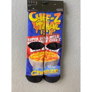 Odd Sox Chee-Z-Mac Socks One Pair Blue White Red Crew Socks Fits Size 6-13 - Picture 1 of 4