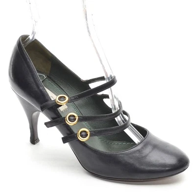 Ladies Marc Jacobs Triple Mary Jane Pump 37.5 / 7 Black Leather Heel Shoes Italy - Image 1 of 4
