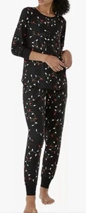 Kate Spade Henley Pajama Set, Holiday Lights, Black, Women’s Size Small - Picture 1 of 8