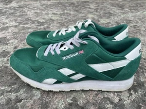 Reebok Classic Nylon Suede Leather Sneakers Green Collegiate Men Sz 8.5 M Retro - Picture 1 of 6