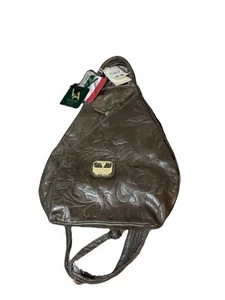 Mochila Bandolera Valentina Cuero Genuino Nueva con Etiquetas Bellisimo Hecha en Italia 1639 - Imagen 1 de 10