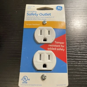 New GE 54263 Grounding Safety Duplex Outlet UL Listed,125 Volt, 15 AMP - White - Picture 1 of 1