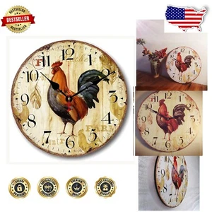 24-Inch Vintage Farmhouse Wall Clock - Battery Operated Non-Ticking Decor - Picture 1 of 9