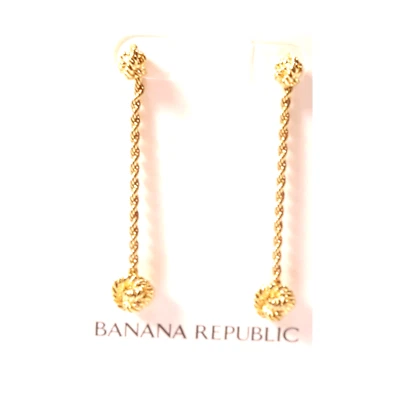 Pendientes colgantes anudados con cinta y cuerda dorada Banana Republic para mujer nuevos con etiquetas 45 Foto 1 de 4