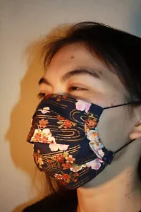 Sakura Maske Mundschutz mit japanischem Stoff 100% Baumwolle 3 fach 60° Waschbar - Bild 1 von 7