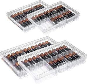 Set of 4 - Two AA and Two AAA Battery Storage Box, Battery Storage Case Holder, - Picture 1 of 7