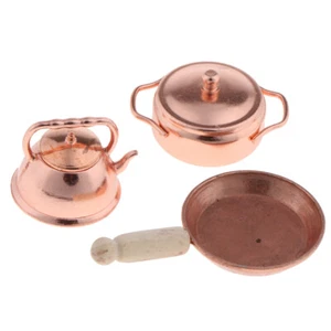 Casa Delle Bambole in Miniatura Pentole Da Cucina in Metallo Padella Pentola Kit - Foto 1 di 7