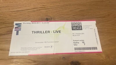 Eintrittskarte deutsche Theater München  – Thriller 28.03.2017 - Bild 1 von 2