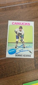 1975-76 TOPPS SIGNED AUTO AUTOGRAPH CARD DENNIS KEARNS VANCOUVER CANUCKS # 188