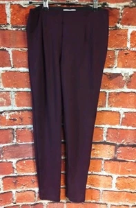 CALVIN KLEIN Dark Purple Tapered Leg Stretch Dress Pants, Womens Size 2 - Picture 1 of 8