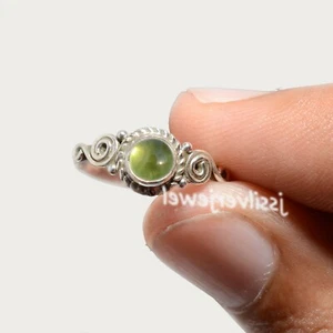 Peridot Natural Green Stone Ring 925 Sterling Silver Handmade Looking Jewelry - Picture 1 of 7