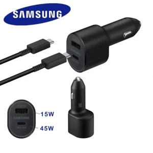 Samsung 45W Dual Port Fast Charging Car Charger & 3A USB-C to USB-C Cable - Photo 1 sur 8