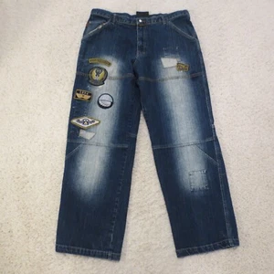 Enyce Jeans Mens 38x32 FIT Blue Denim Baggy Hip Hop Wide Leg Streetwear Tag 34 - Picture 1 of 13