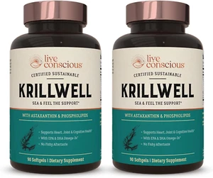 Live Conscious Krillwell, Joint, and Cognitive Support | Certified Sustainable K - Picture 1 of 12