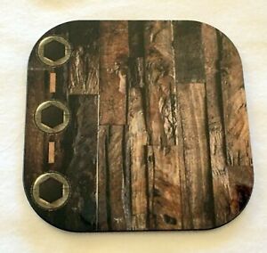 Hardboard Coasters, Set of 4, Rustic Rough Wood design with nail head accent, 4"