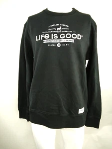 Life is Good Men Simply True Crew Fleece Pullover Values Black Medium 65374 - Picture 1 of 10