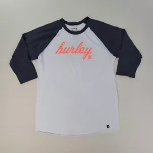 Hurley Boys Shirt Youth Medium White Raglan Training Workout Casual Gym - Picture 1 of 8
