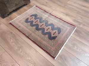 Alfombra pequeña roja, alfombra pequeña azul, alfombra pequeña, alfombra bohemia, alfombra decorativa, 2,1 x 3 pies - Imagen 1 de 10