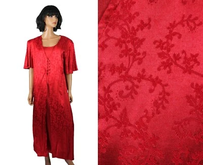 Коктейльное платье 90-х размер 24 Вт 3 X винтажное длинное красное атласное парчовое выпускное платье Olivia Rose - Изображение 1 из 4