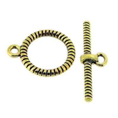 Toggle Clasp T-Bar & Ring Clasps for Jewelry Making, 10 Sets Antique Gold - Image 1 of 3