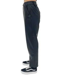 Pantalones de mezclilla retro de pierna recta recubiertos de cuero sintético pequeños negros Rewash para niños B4HP - Imagen 1 de 6