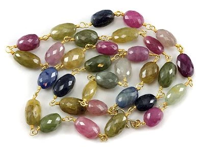 Collar Facetado Zafiro Rosa Verde Azul Multicolor Oro 14k Cadena Relleno 24" Foto 1 de 3