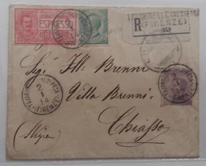 1914 ESPRESSO RACCOAMANDATO TAVARNELLE VPESA-SVIZZERA+MISTO LEONI/FLOREALE/-A846 - Foto 1 di 1