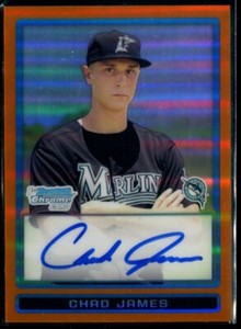 CHAD JAMES 2009 Bowman Chrome Prospect ORANGE REFRACTOR AUTO Marlins /25