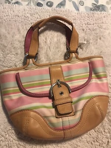 Coach Stripe Buckle Leather Trimming Pre Owned - Picture 1 of 7