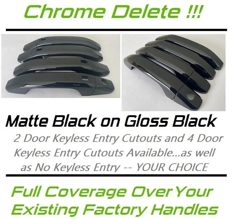 Cubiertas de manija de puerta negro mate sobre negro brillante Chevy Silverado 2500 2020-2025 Foto 1 de 4
