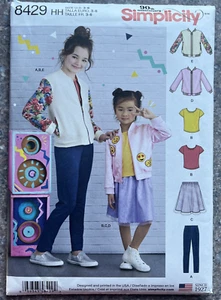 Simplicity 8429 HH Sewing Pattern Girls Bomber Jacket Skirt Leggings Top Kid 3-6 - Picture 1 of 4