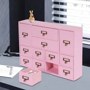 Organizer da scrivania in legno 12 cassetti custodia casa comò cosmetico - Foto 1 di 17