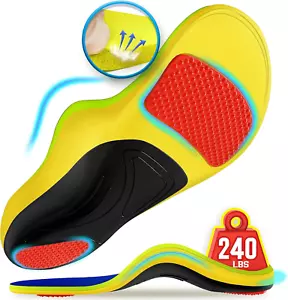 240+Lbs Plantar Fasciitis Insoles Men Women, 100% Memory Foam Comfort Heavy Duty - Picture 1 of 12