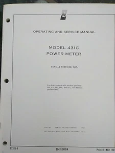Medidor de potencia HP 431C 1967 manual de operación y servicio - Imagen 1 de 3