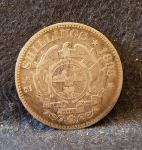 1895 Sudáfrica (ZAR) plata 2 1/2 chelines, año más escaso, KM-7 (SA3) - Imagen 1 de 9
