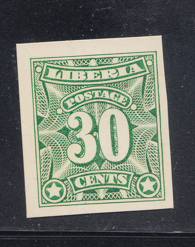 Liberia # 108 Color Trial GREEN On Card (No Gum As Always) - Image 1 of 1