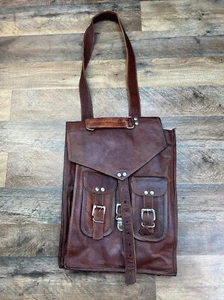 ANUENT 15" Borsa Messenger Pelle Marrone Piccolo Zaino Tracolla Usato - Foto 1 di 20